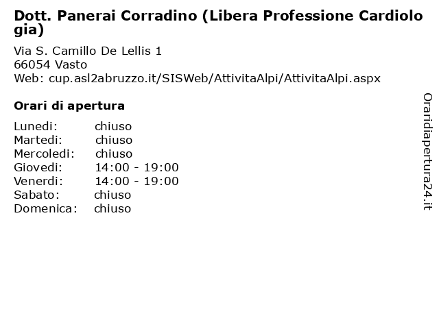 Orari di apertura Dott. Panerai Corradino Libera Professione